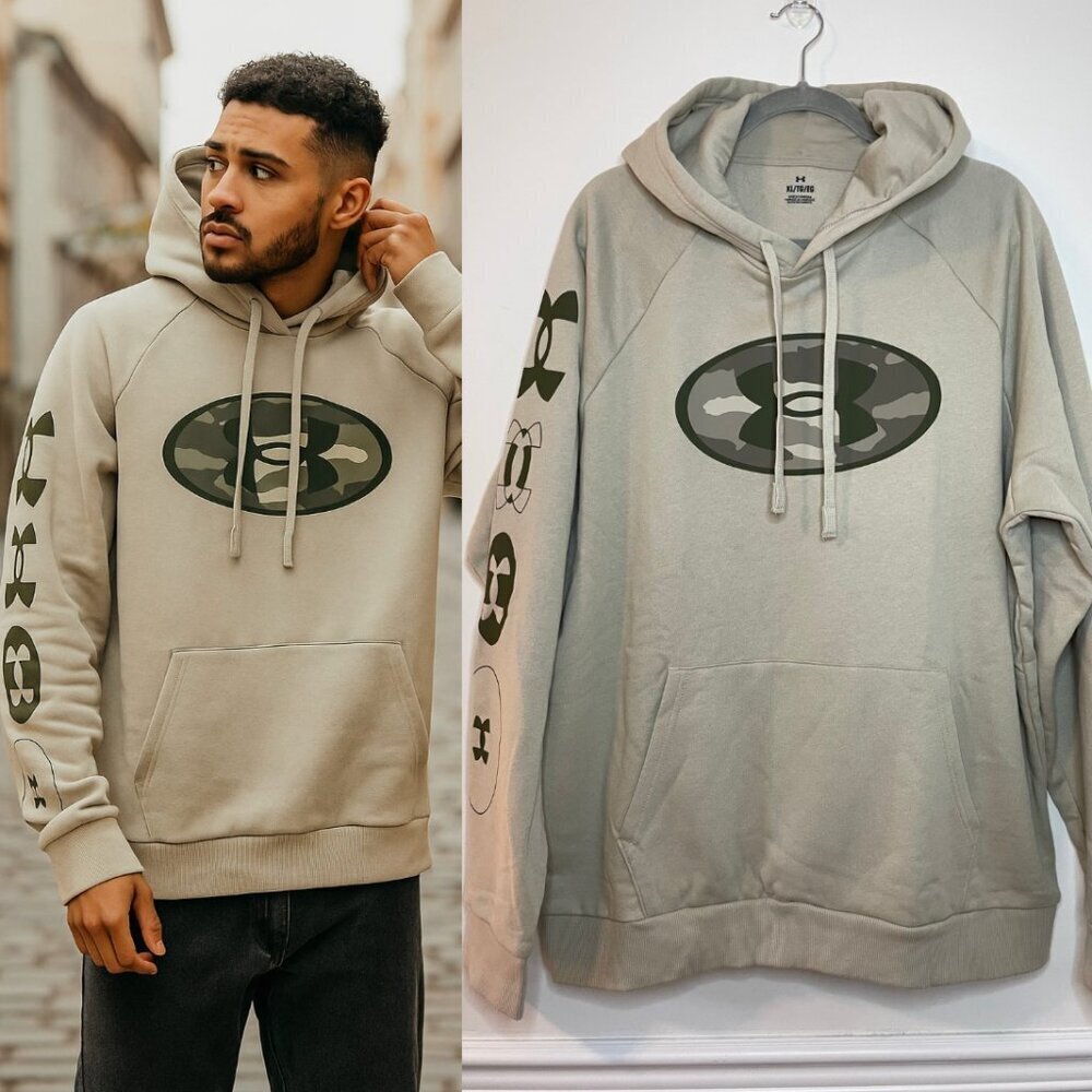 NWT Under Armour Camo Rival Fleece Lined Graphic Hoodie XL